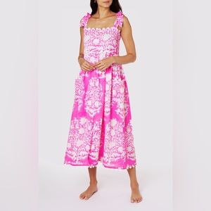 Juliet Dunn Tie Shoulder Palladio Print Dress, size 1